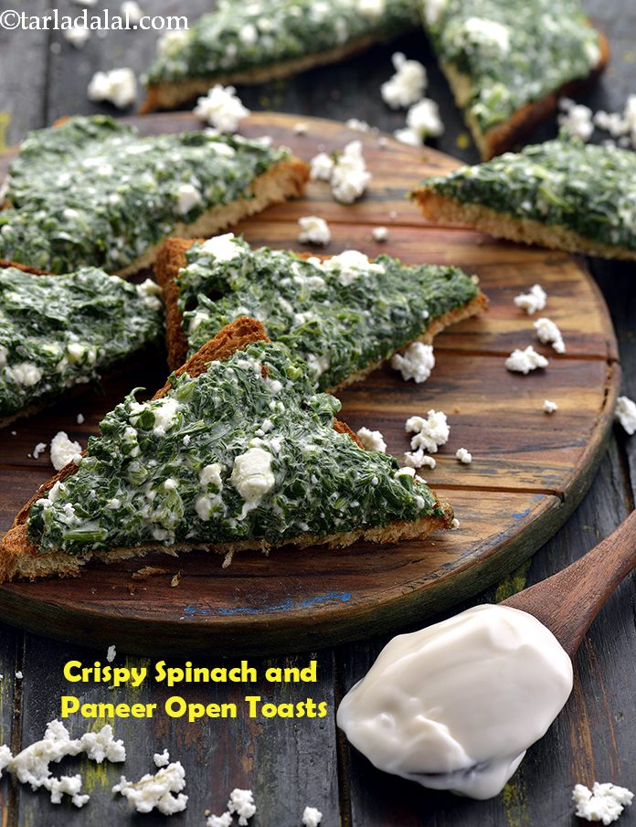 Calories in Crispy Spinach and Paneer Open Toasts