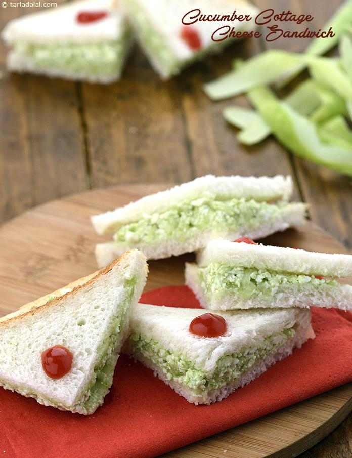 Calories in Cucumber Cottage Cheese Sandwich, Indian Paneer Kids Sandwich
