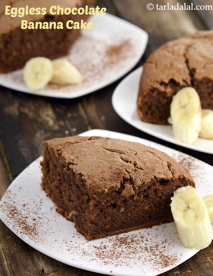 Eggless Chocolate Banana Cake, Indian Style