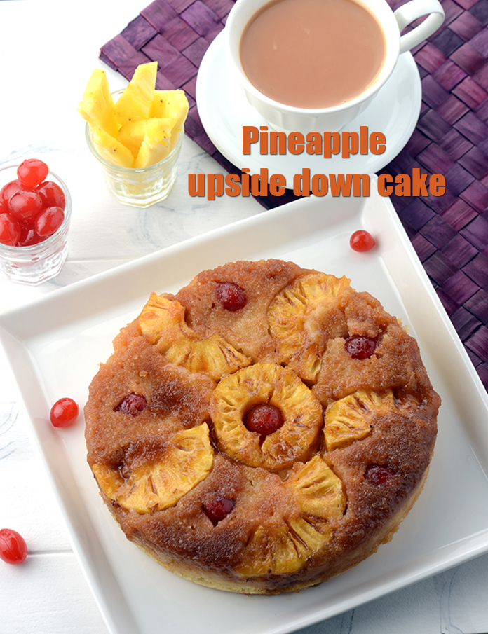 Calories in Eggless Pineapple Upside Down Cake, Tea Time Cake