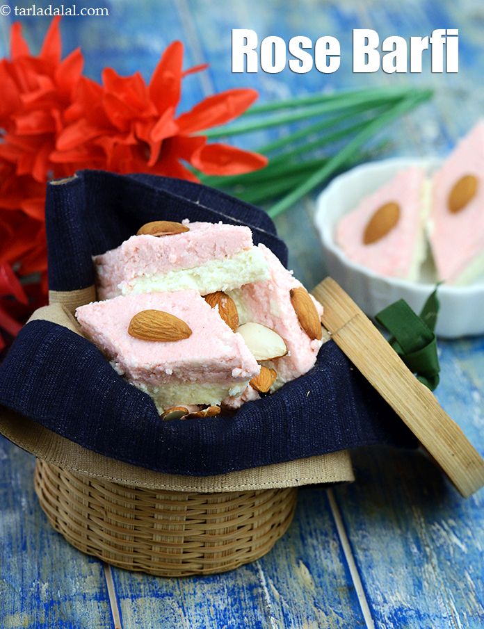 Eggless Rose Barfi, Rose Burfi in 5 Minutes