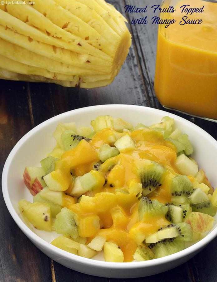 Calories in Mixed Fruits Topped with Mango Sauce