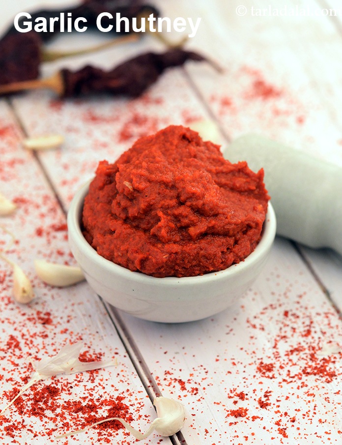 Garlic Chutney, Red Garlic Chutney, Wet Lasun Indian Chutney