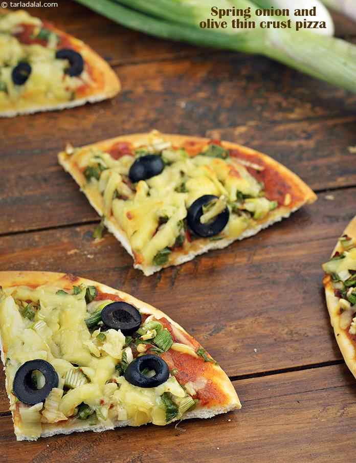 Calories in Spring Onion and Olive Thin Crust Pizza