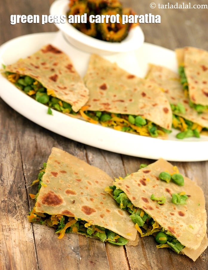 Green Peas and Carrot Paratha, Carrot Matar Paratha