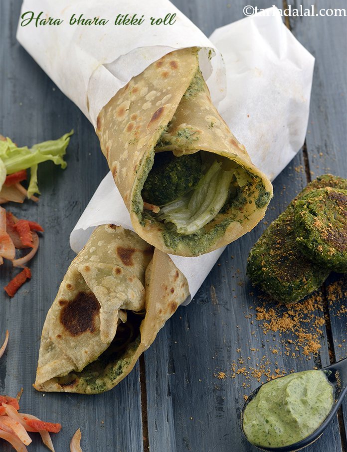 Hara Bhara Tikki Roll ( Wraps and Rolls)