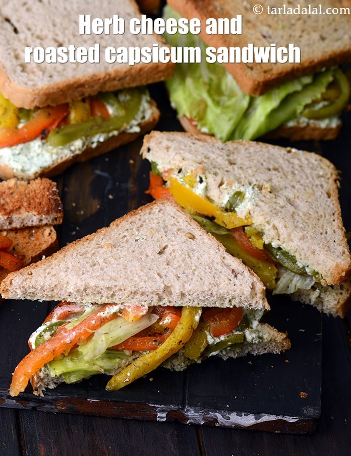 Calories in Herb Cheese and Roasted Capsicum Sandwich