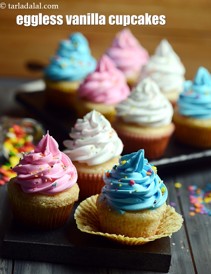 Indian Eggless Vanilla Cupcakes No Condensed Milk