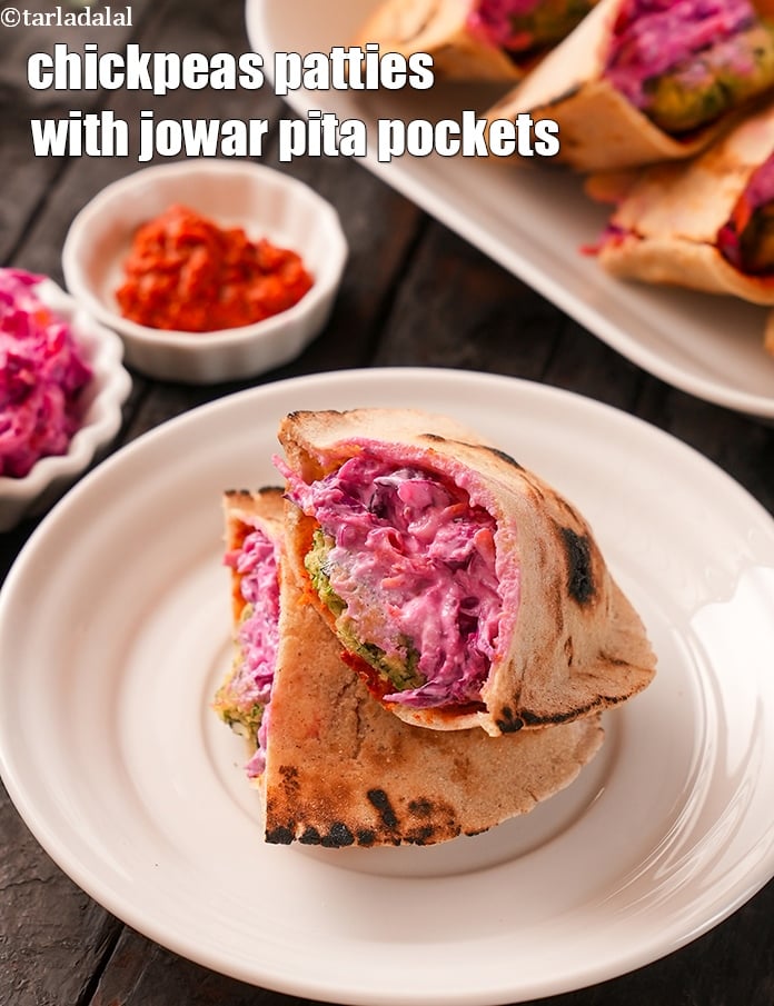 Chickpeas Patties with Jowar Pita Pockets