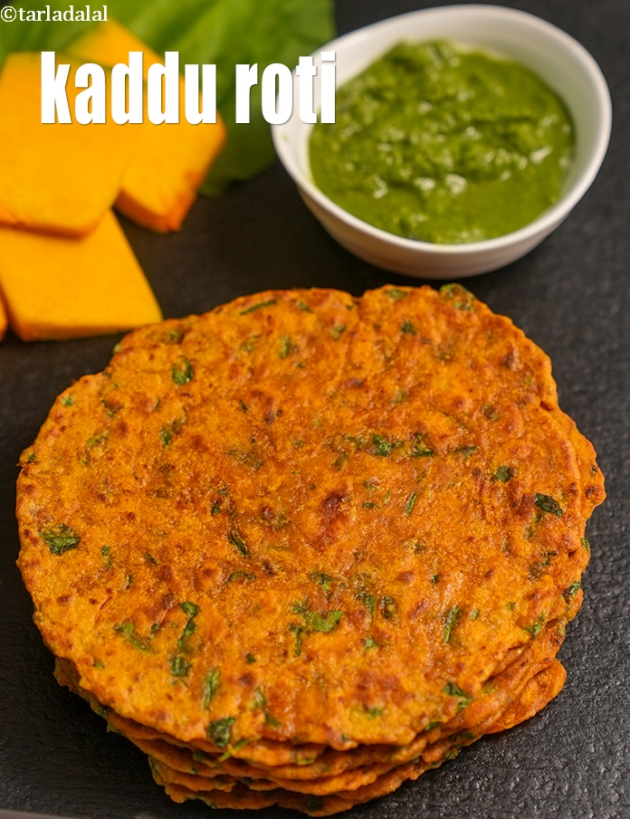 Calories in Kaddu Roti, Kaddu Paratha, Healthy Pumpkin Palak Roti