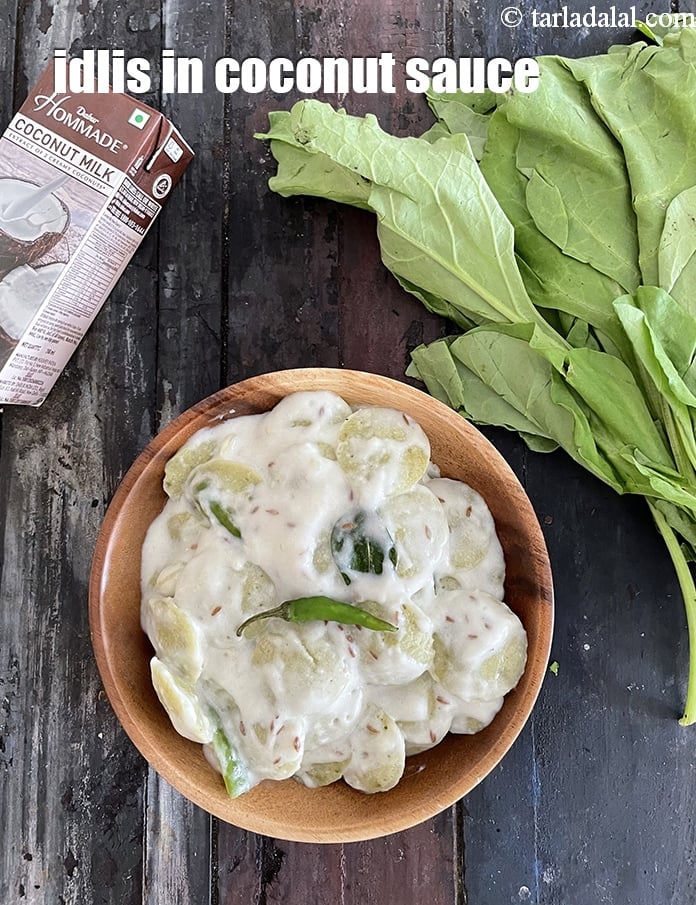 Calories in Idli in Coconut Sauce, Spinach Idli in Coconut Curry