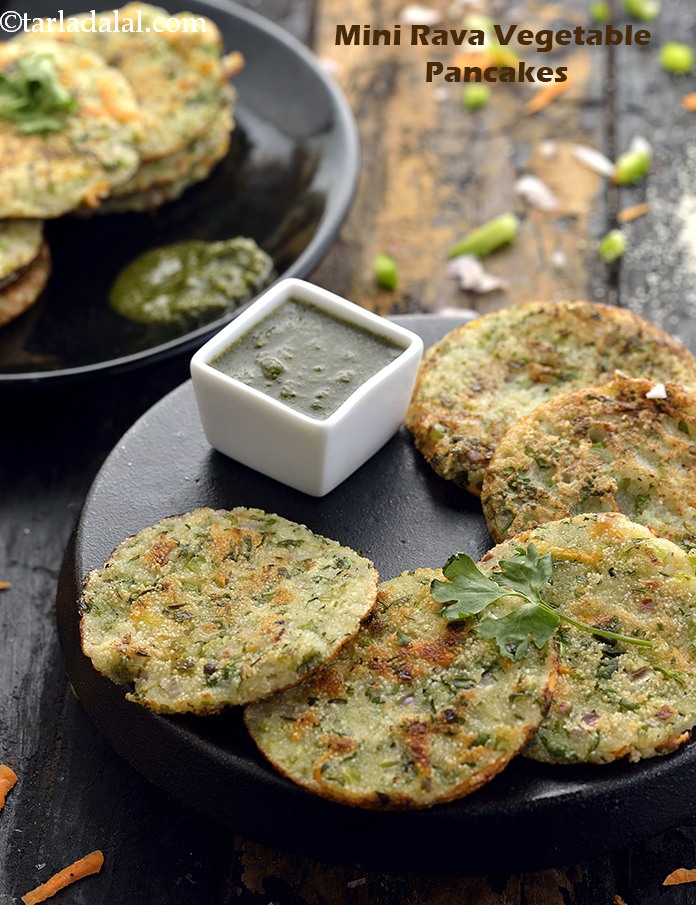Mini Rava Vegetable Pancakes