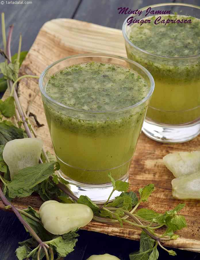 Minty Jamun Ginger Capriosca, White Jamun and Mint Drink
