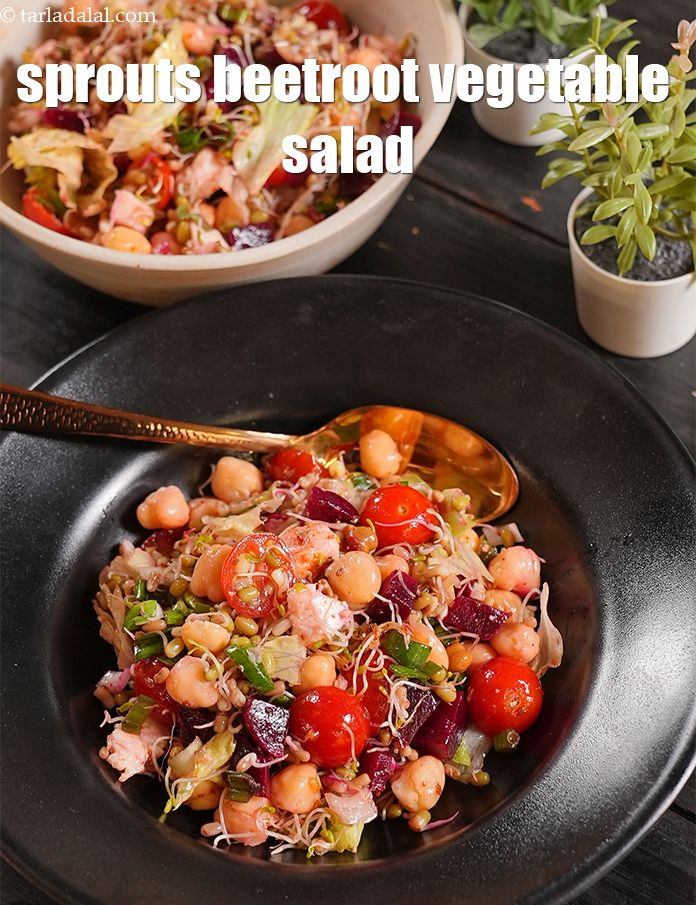 Calories in Mixed Sprouts Beetroot Healthy Lunch Veg Salad