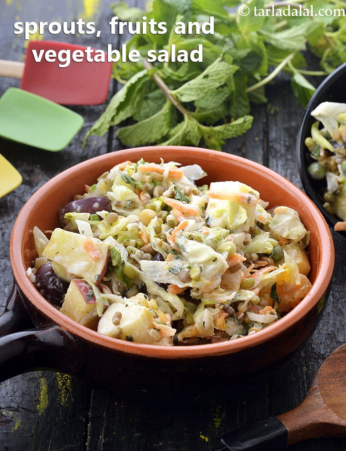 Calories in Mixed Sprouts Fruits and Veggie Salad