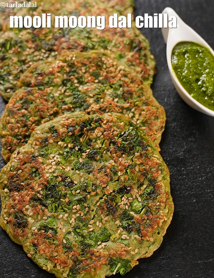 Mooli Moong Dal Chilla, Radish Moong Dal Chillas