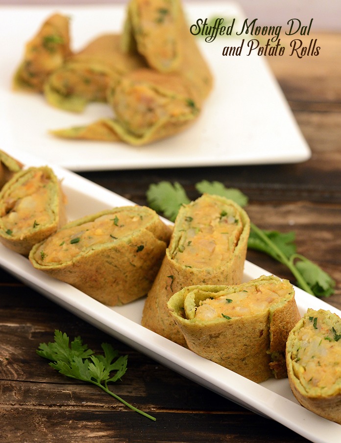 Stuffed Moong Dal and Potato Rolls