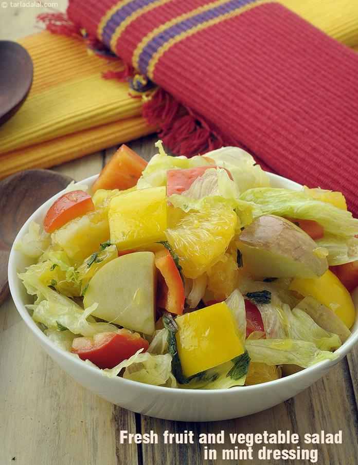 Fresh Fruit and Vegetable Salad in A Mint Dressing