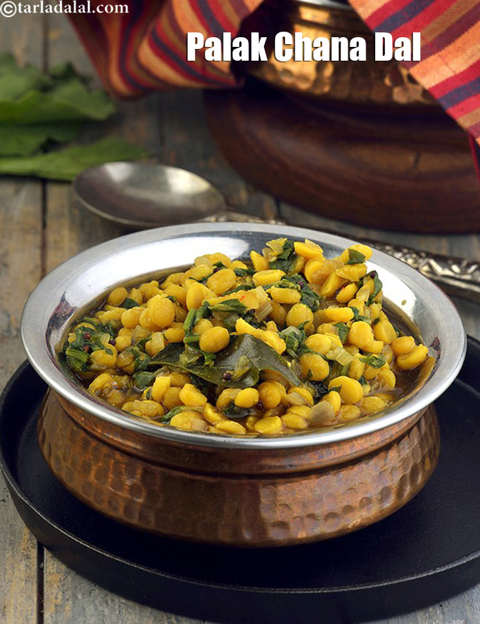 Palak Chana Dal, Healthy Zero Oil Spinach Chana Dal