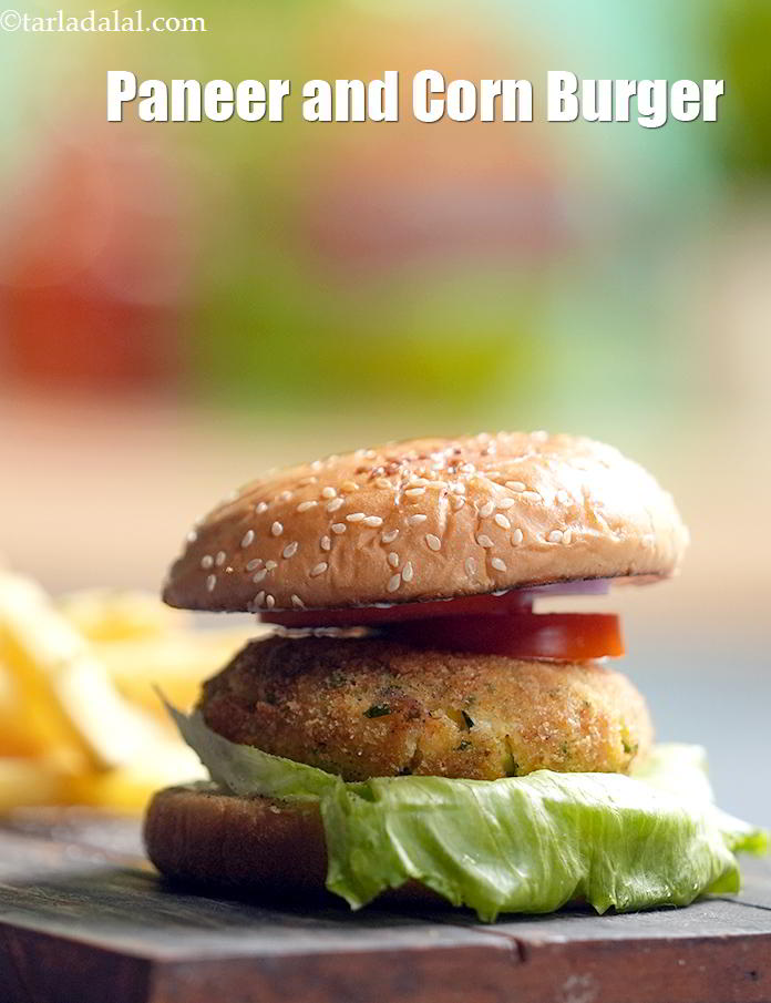Calories in Paneer and Corn Burger, Cottage Cheese and Corn Burger