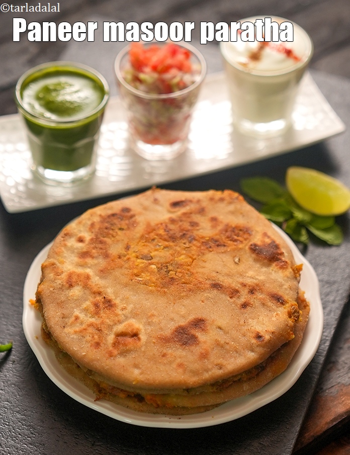 Calories in Paneer Masoor Paratha, Lentil Stuffed Paratha