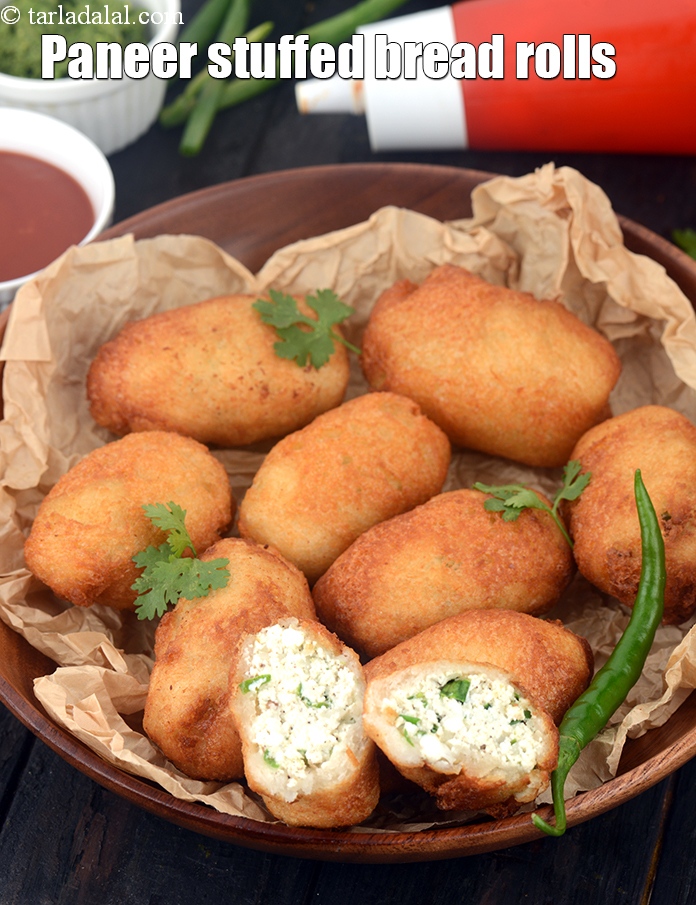Paneer Stuffed Bread Rolls, Bread Paneer Rolls