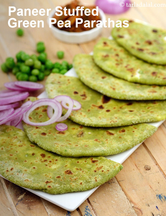 Paneer Stuffed Green Pea Paratha, Matar Paneer Paratha