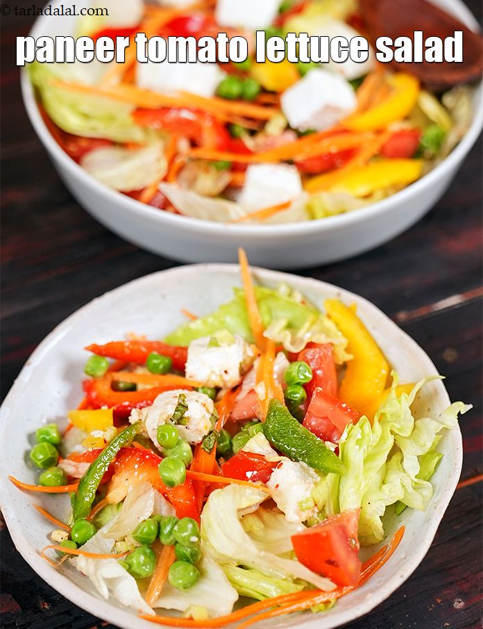 Paneer Tomato and Lettuce Salad