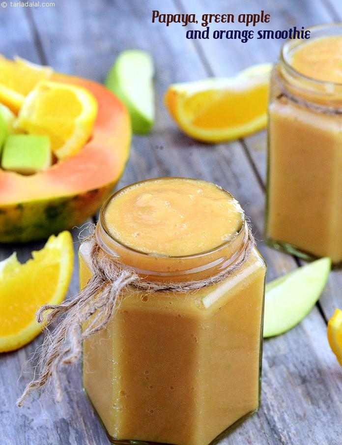 Papaya Green Apple Smoothie, Healthy Apple Papaya Smoothie