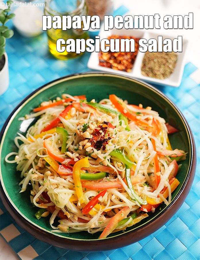 Papaya Peanut and Capsicum Salad, Raw Papaya Peanut Salad