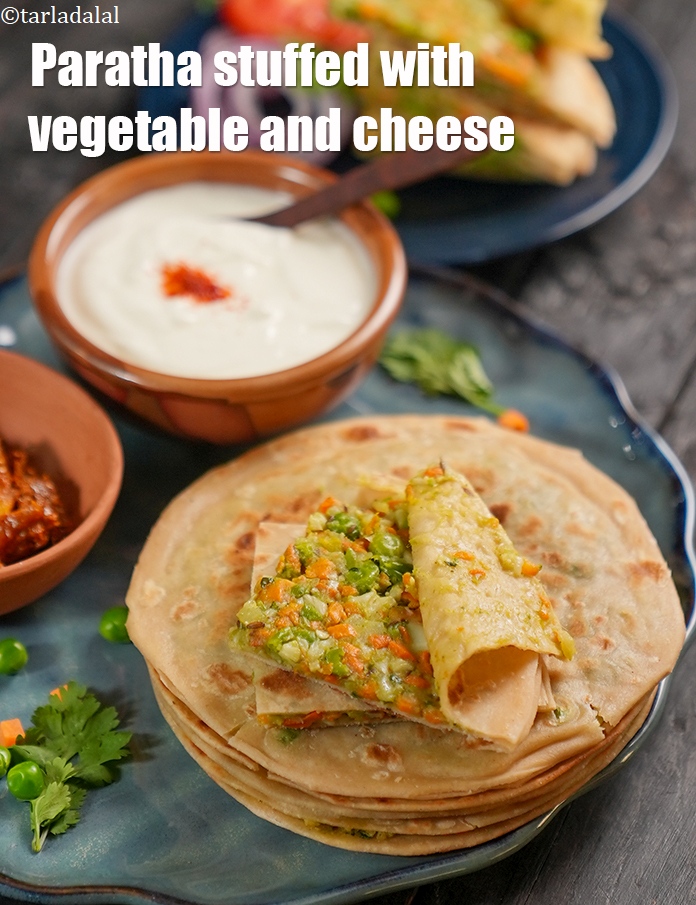 Parathas Stuffed with Vegetables and Cheese