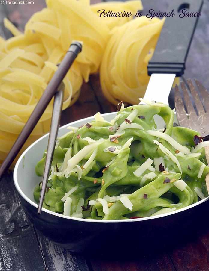 Fettuccine in Spinach Sauce, Pasta in Spinach Sauce