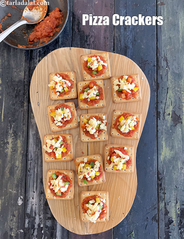 Indian Veg Pizza Crackers, No Bake Pizza Crackers