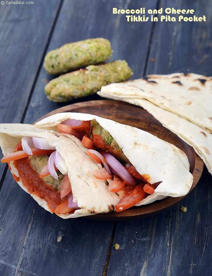 Calories in Broccoli and Cheese Tikkis in Pita Pocket
