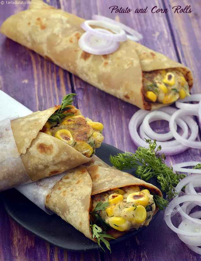 Calories in Aloo Corn Tikki Roll, Potato and Corn Frankie