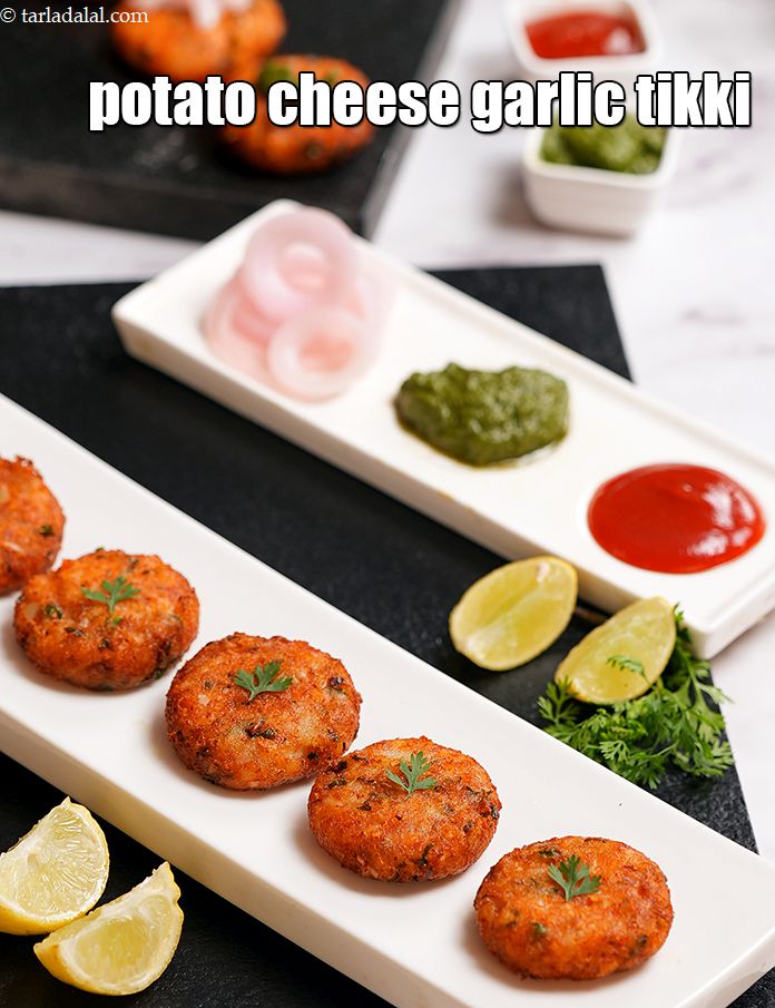 Potato Cheese Garlic Tikki, Lehsuni Tikki