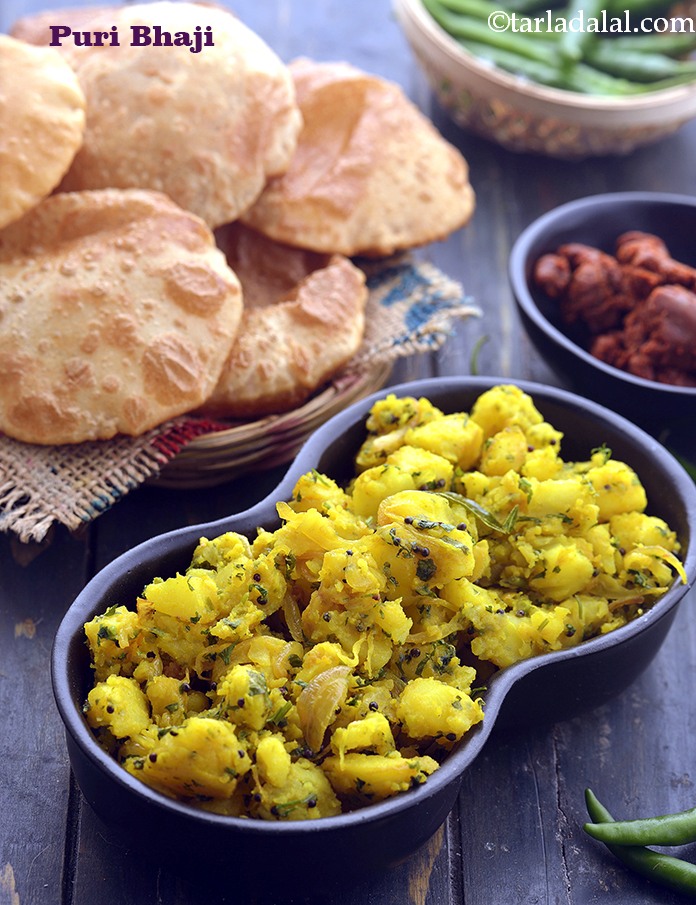 Puri Bhaji, Poori Bhaji, Aloo Puri Recipe