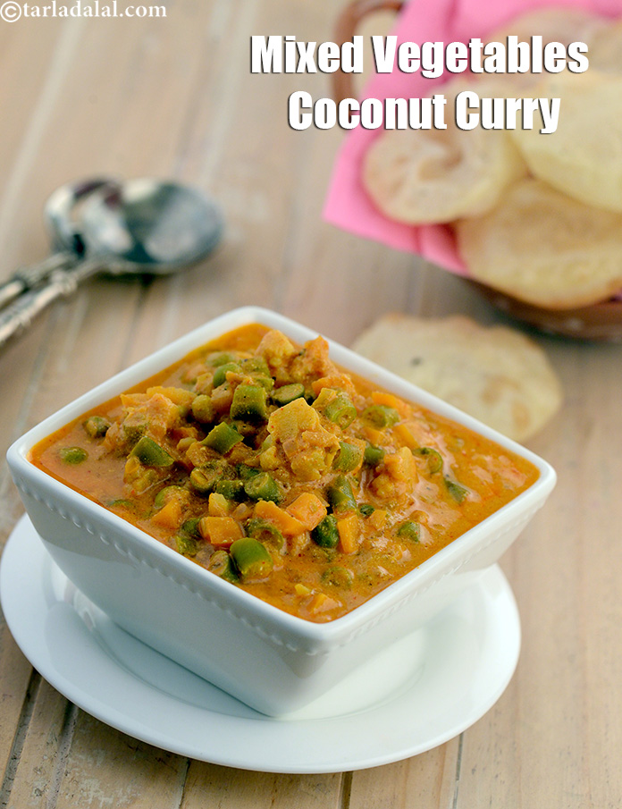 Calories in Mixed Vegetables Coconut Curry, Sabzi ka Salan