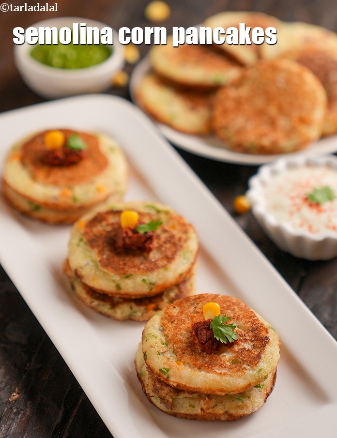 Calories in Semolina Corn Pancakes, Rava Corn Chilla