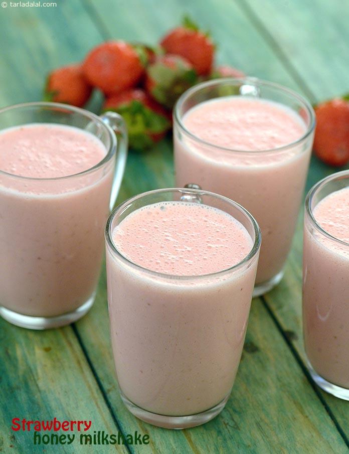 Healthy Strawberry Milkshake, Indian Strawberry Milkshake with Almond Milk