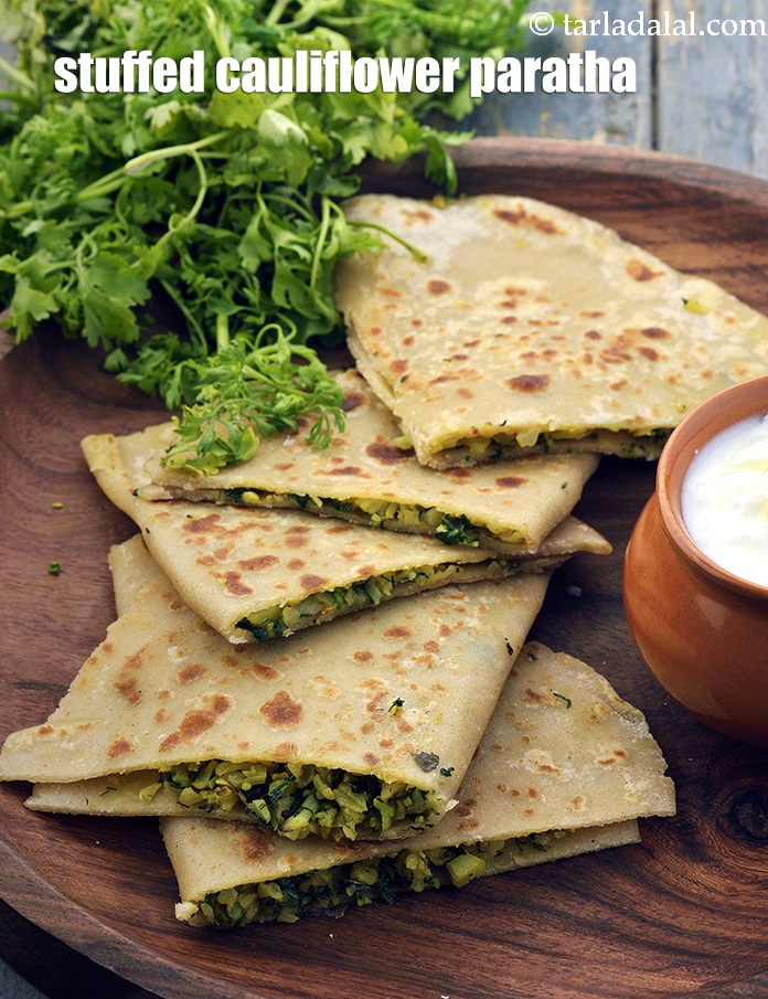 Stuffed Cauliflower Paratha, Gobi Pudina Paratha