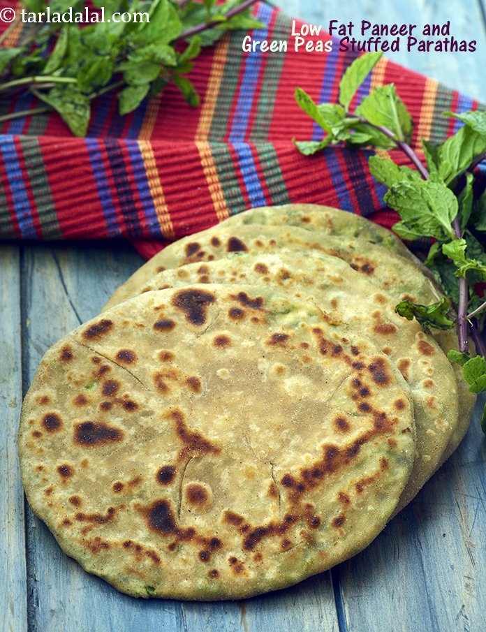 Calories in Low Fat Paneer and Green Peas Stuffed Parathas, Diabetic Friendly