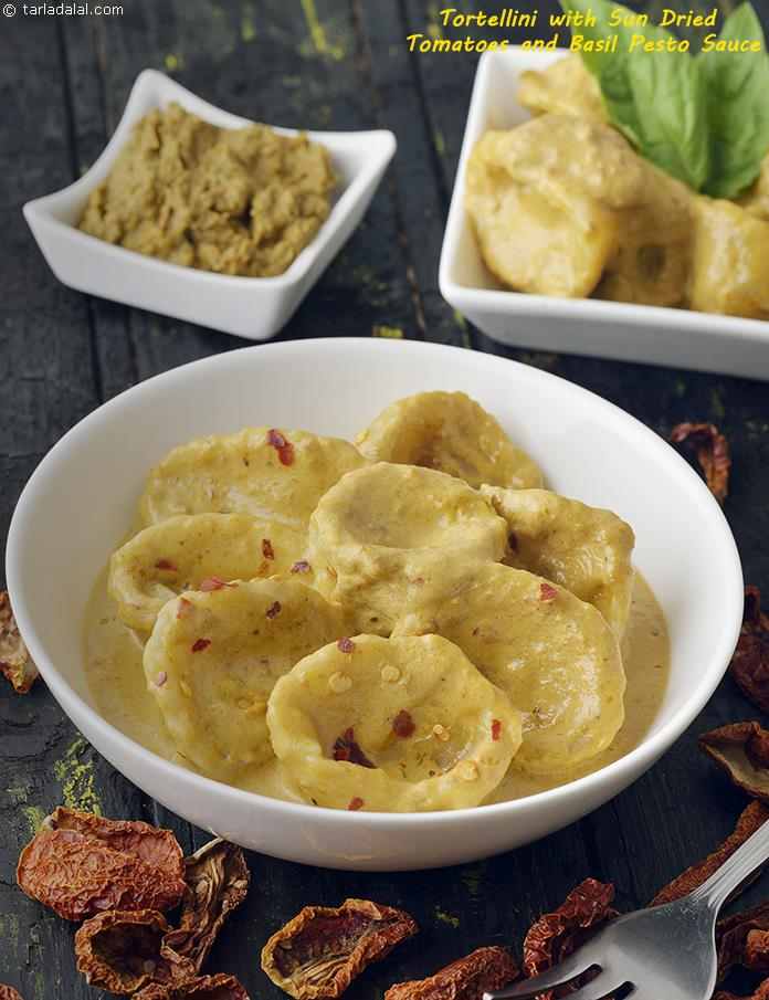Tortellini with Sun Dried Tomatoes and Basil Pesto Sauce
