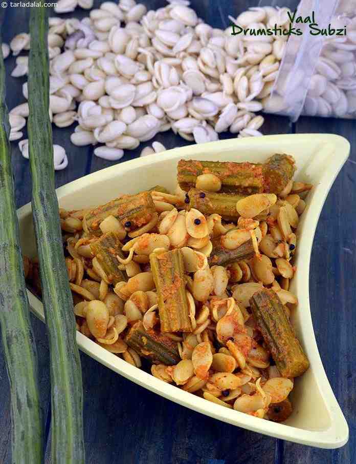 Vaal Drumsticks Subzi, Sprouted Butter Beans and Drumstick Recipe