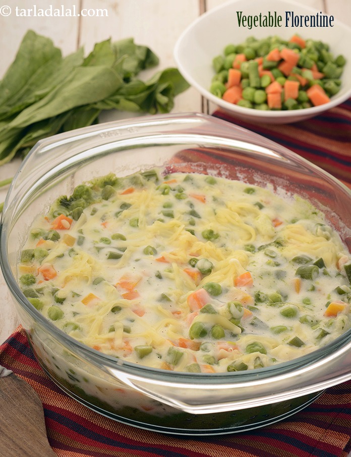 Calories in Vegetable Florentine, Baked Vegetables and Spinach