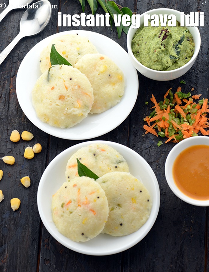 Calories in Instant Vegetable Rava Idli with Coconut Chutney