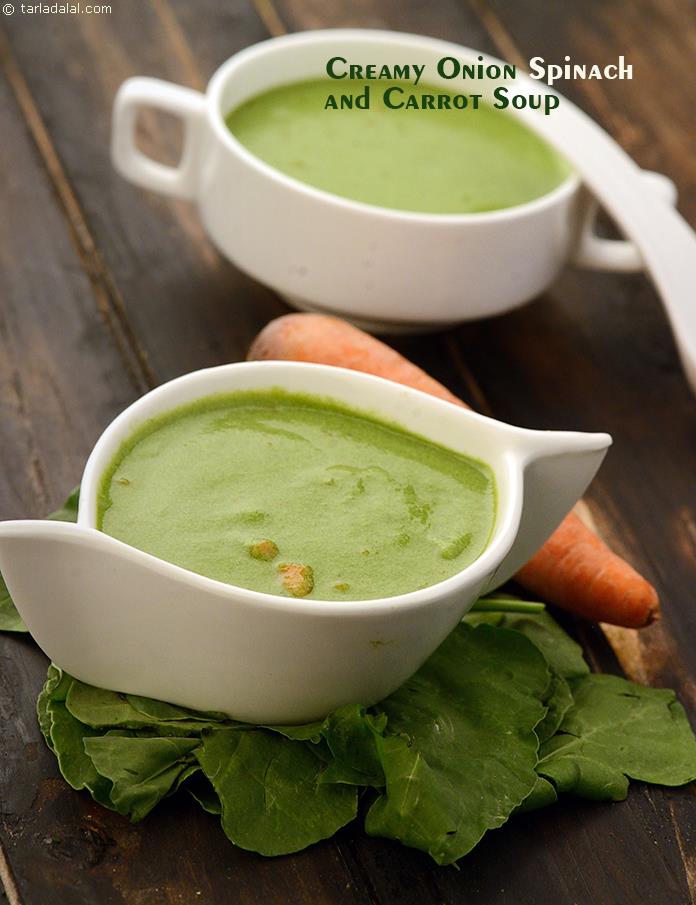 Creamy Onion, Spinach and Carrot Soup
