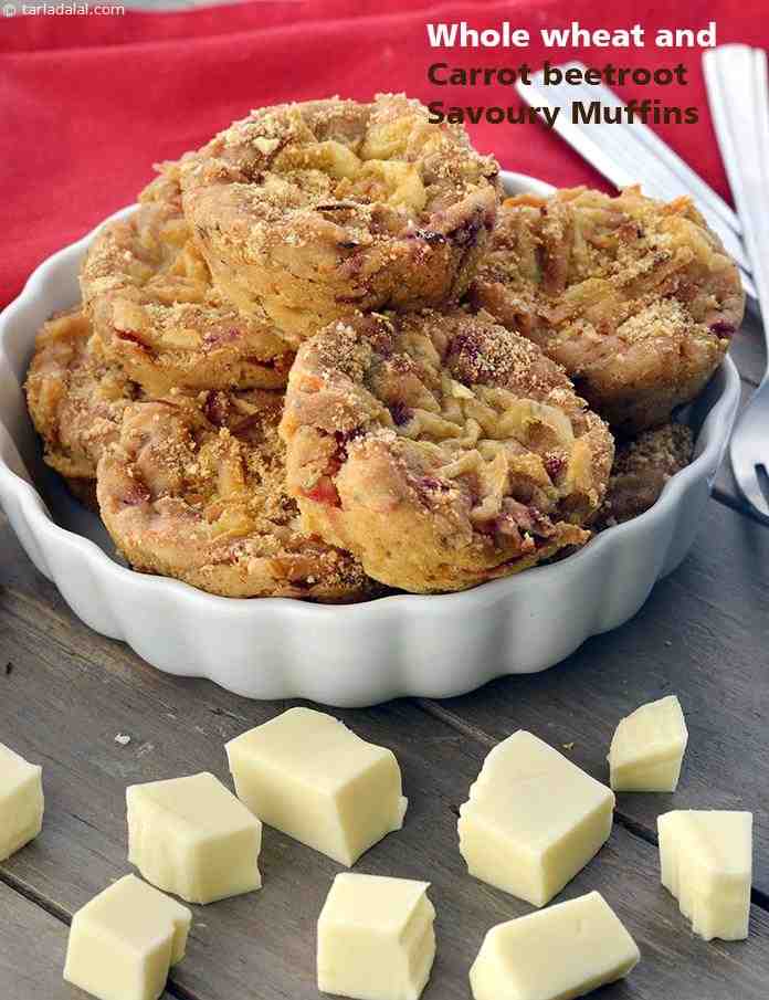 Whole Wheat and Carrot Beetroot Savoury Muffins