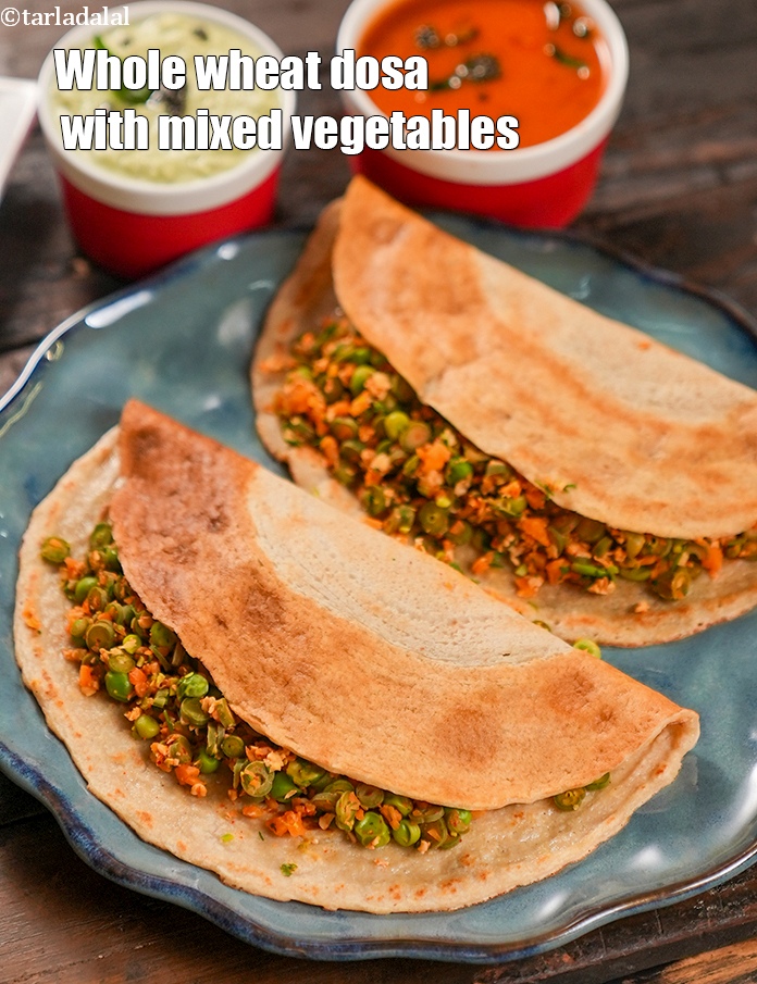 Calories in Whole Wheat Dosa with Mixed Vegetables