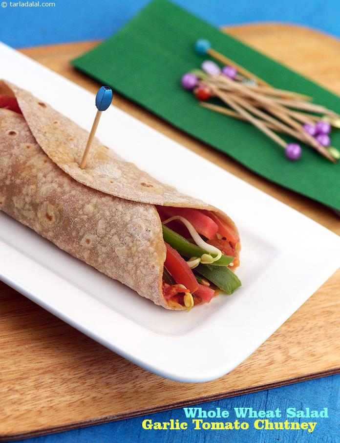 Calories in Whole Wheat Salad Garlic Tomato Chutney Wrap